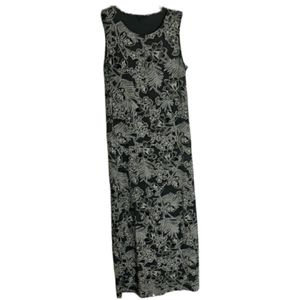 J Jill Women's Gray White Floral Stretchy Maxi Dress - size S